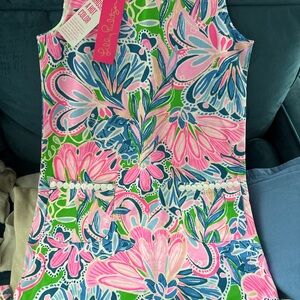 Lilly Pulitzer Hot Pink Logo Tag with Gold Embroidery